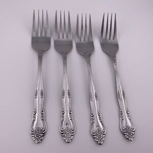Rogers DREAM ROSE/ROSE BUD Stainless Dinner Forks 7" Set Of 4